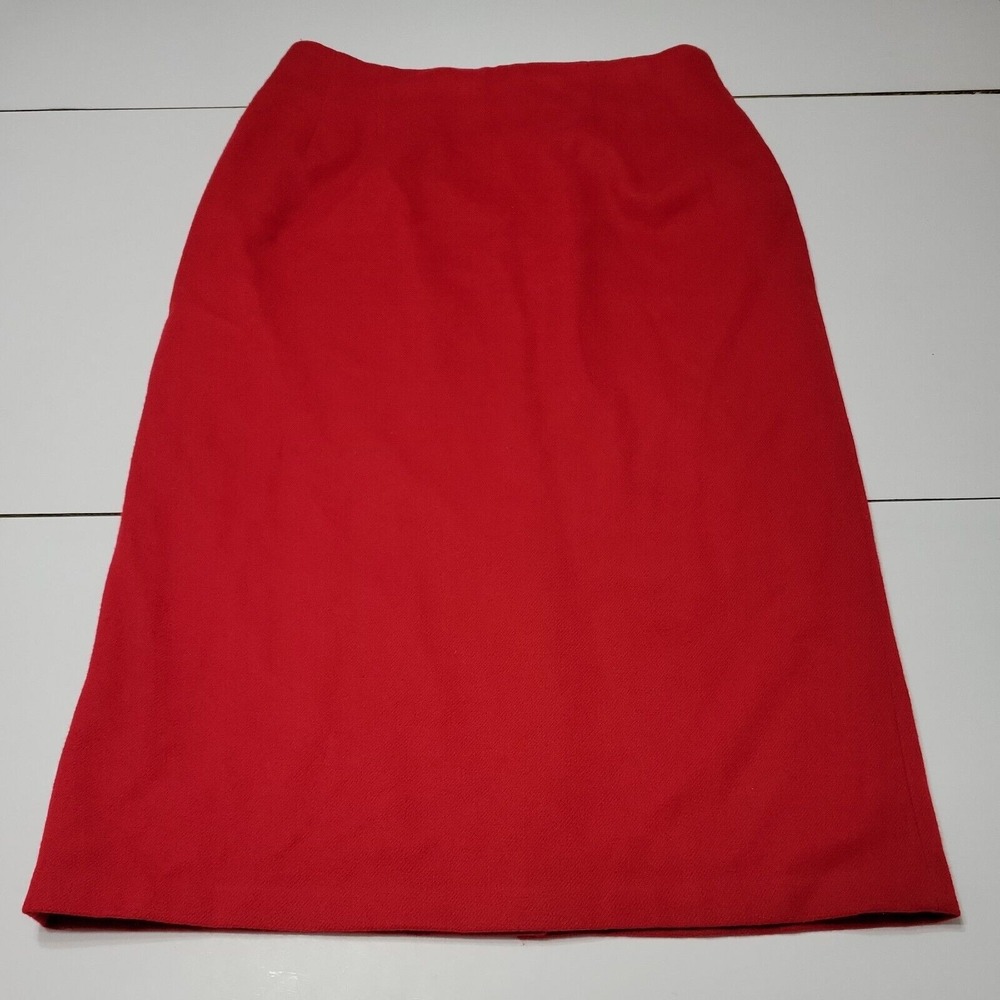 Vtg Savannah Skirt Women 14 Long Wool Pencil Red Zipper Lined Back Slit Zip Warm
